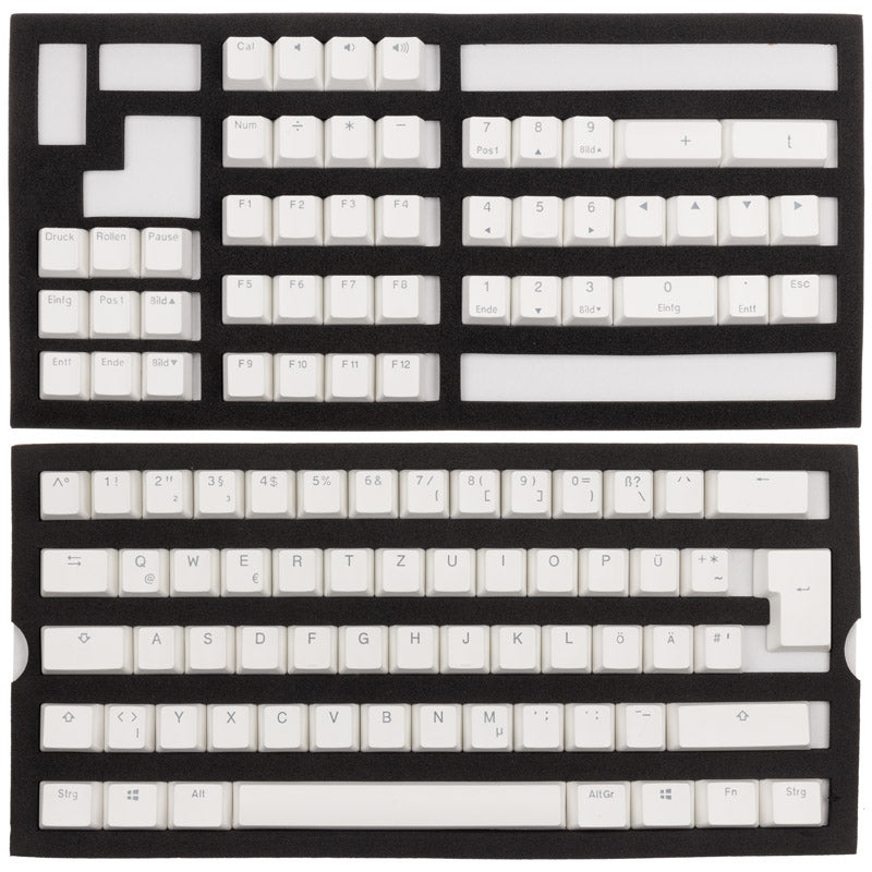 Ducky PBT Double-Shot Keycap Set, DE Layout - weiß