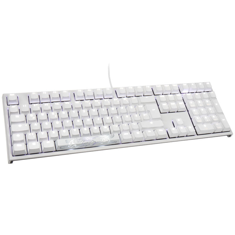 Ducky One 2 White Edition PBT Gaming Tastatur, MX-Blue, weiße LED - weiß
