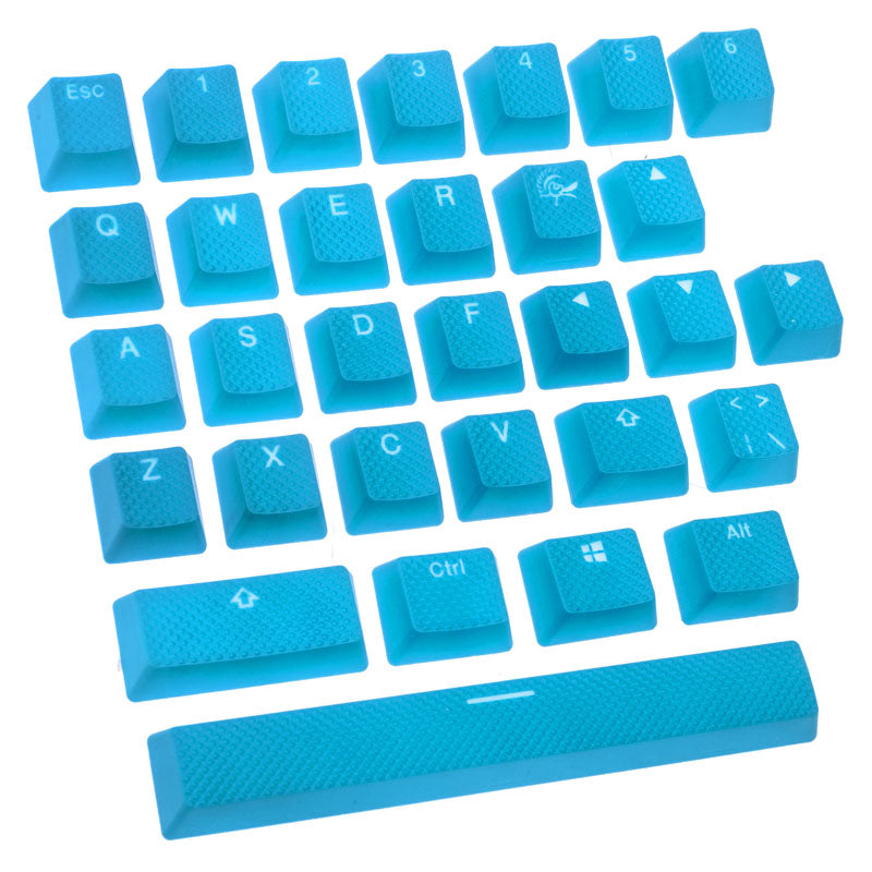 Ducky Rubber Keycap Set, 31 Tasten, Double-Shot, gummiert, für Backlight - blau