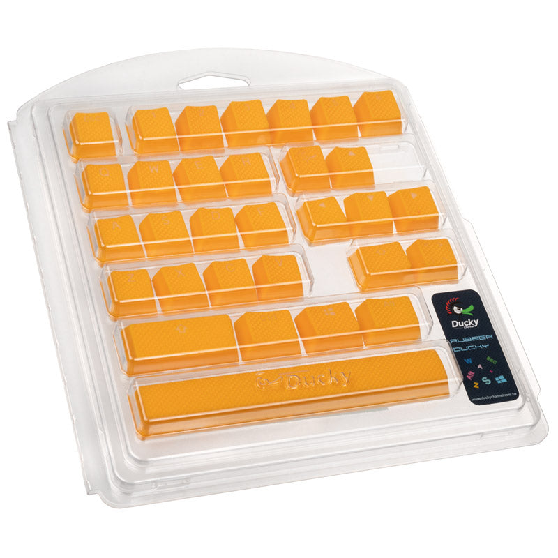 Ducky Rubber Keycap Set, 31 Tasten, Double-Shot, gummiert, für Backlight - orange