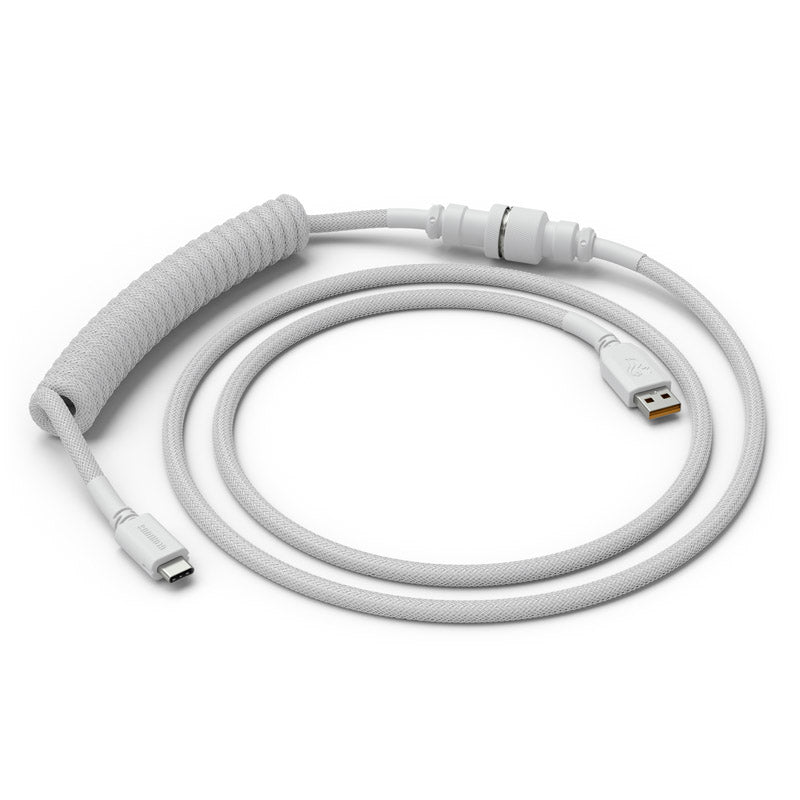Glorious Coiled Cable Ghost White, USB-C auf USB-A Spiralkabel - 1,37m, weiß