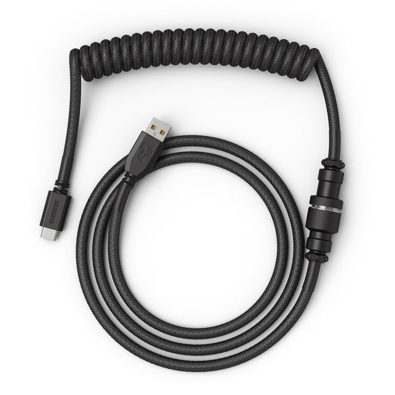 Glorious Coiled Cable Phantom Black, USB-C auf USB-A Spiralkabel - 1,37m, schwarz