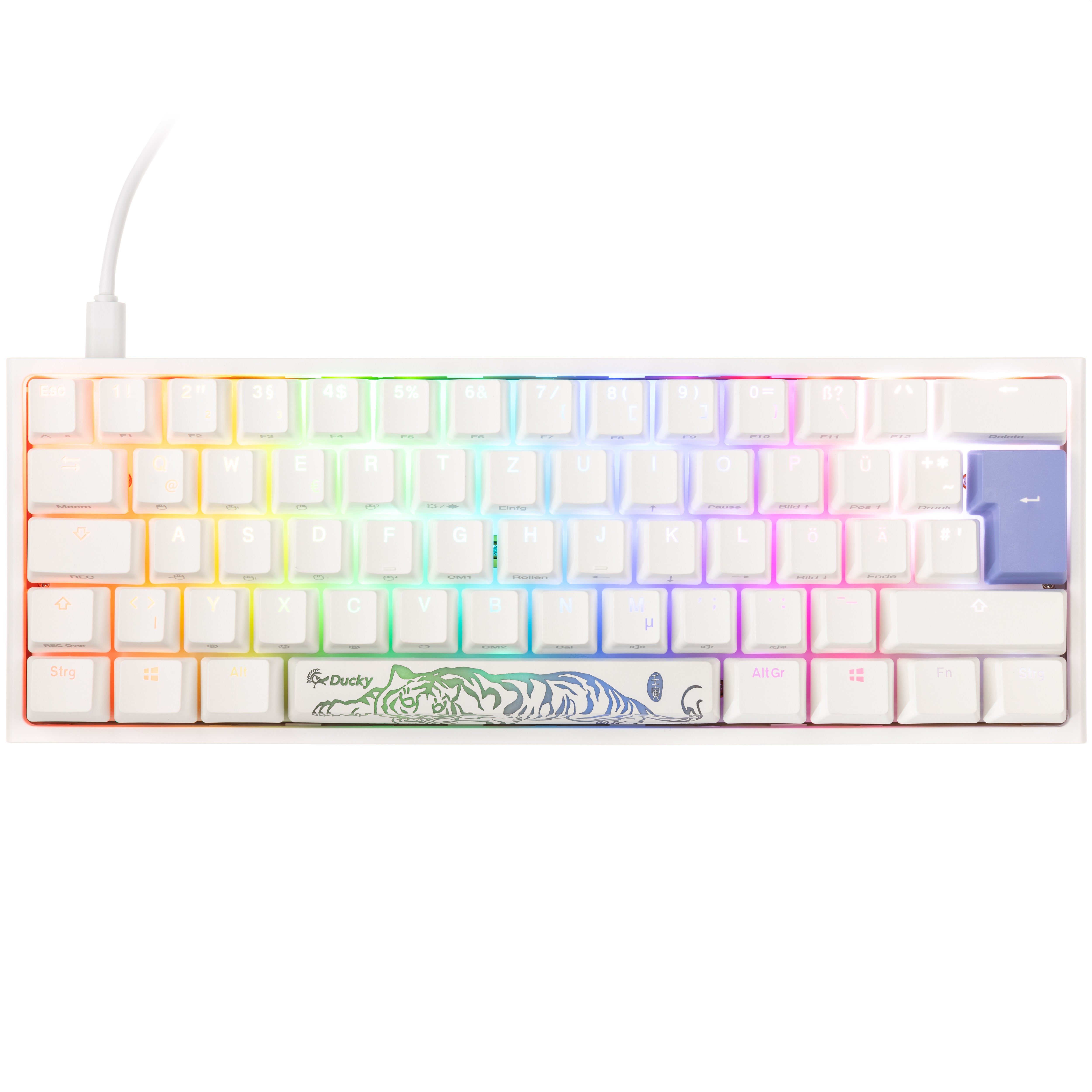 Ducky One 2 Pro Mini White Edition Gaming Tastatur, RGB LED - Cherry Brown