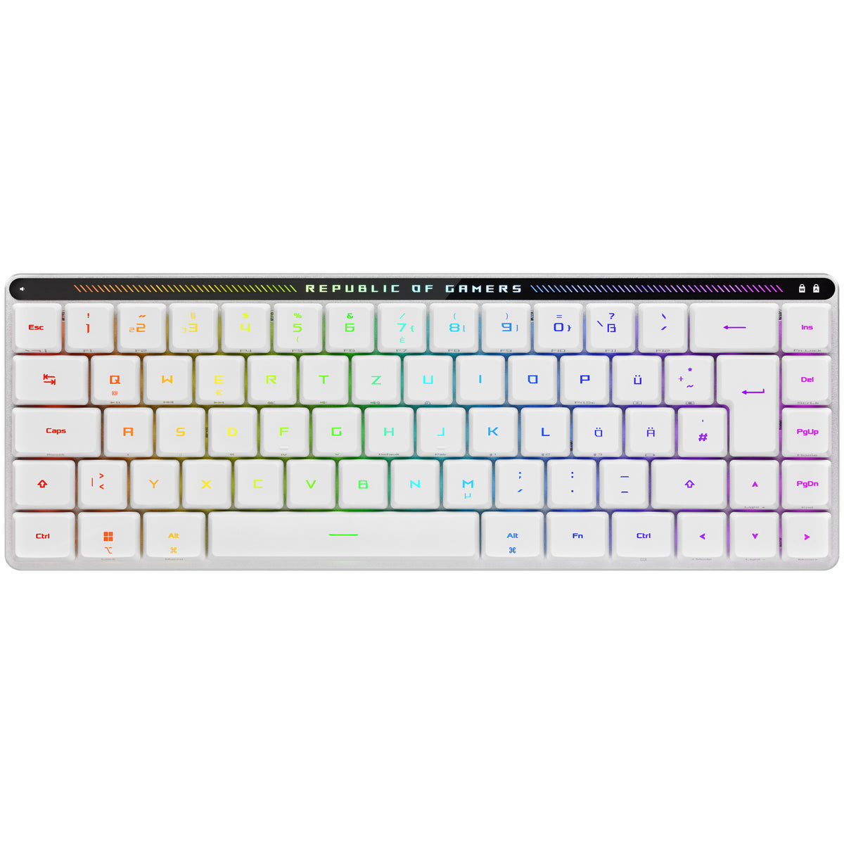 ASUS ROG Falchion RX Low Profile Gaming Tastatur, RX RED - weiß, silber