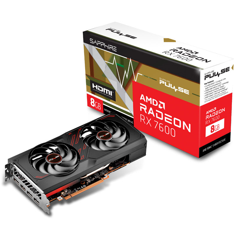 Sapphire Radeon RX 7600 PULSE 8GB GDDR6 Black / Red