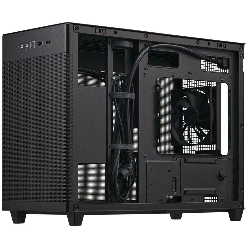 Asus Prime AP201 Micro ATX Mini Tower Black with Mesh Side Panel and USB 3.2 Gen 2 Type-C and USB 3.2 Gen 1 Type-A