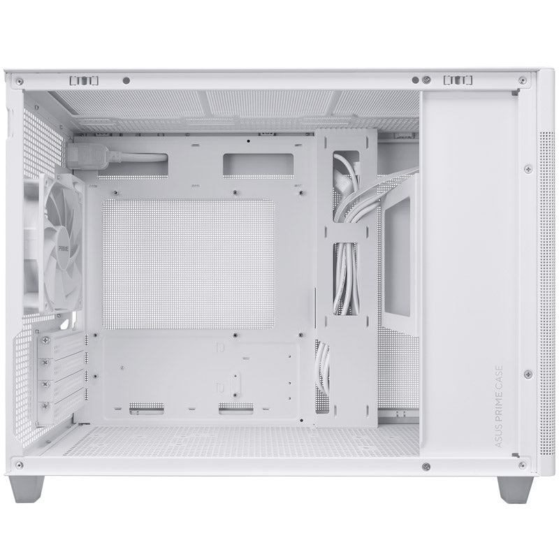 Asus Prime AP201 Micro ATX Mini Tower White Tempered Glass Side Panel, USB 3.2 Gen 2 Type-C, USB 3.2 Gen 1 Type-A