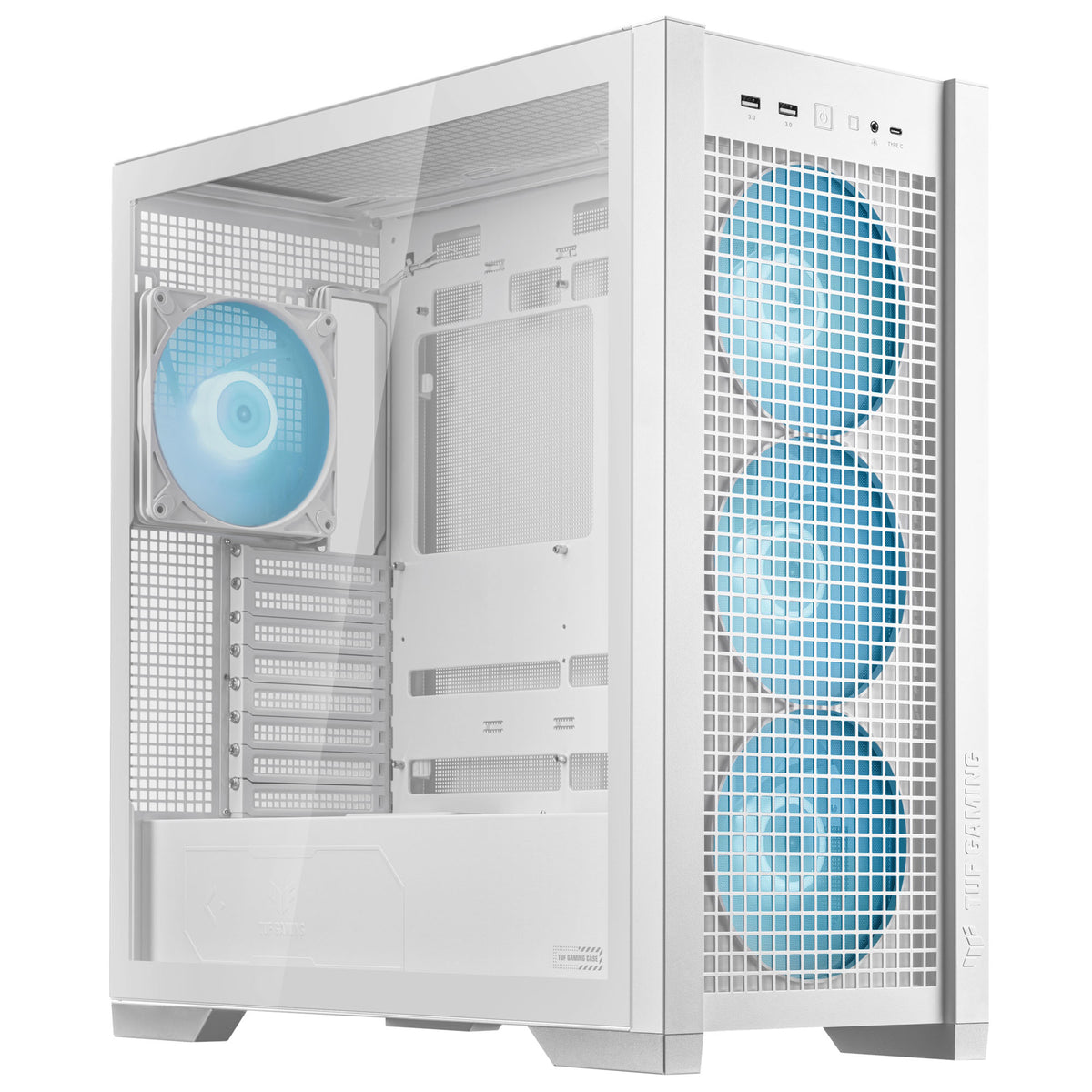 Asus TUF Gaming GT302 ARGB ATX Mid Tower White Tempered Glass Side Panel, ARGB