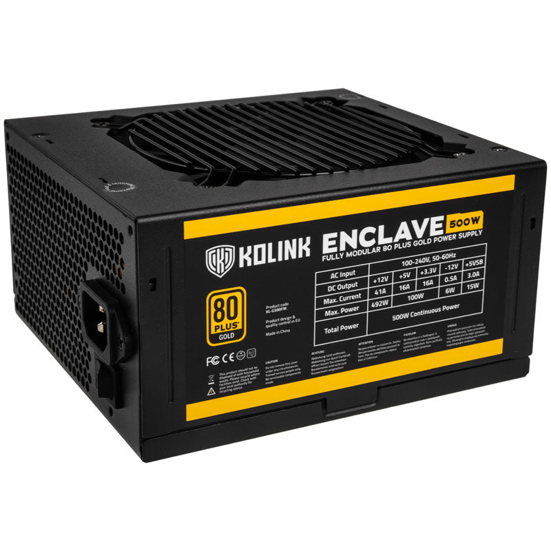 Kolink Enclave 80 PLUS Gold Netzteil, modular - 500 Watt mit Kaltgerätekabel
