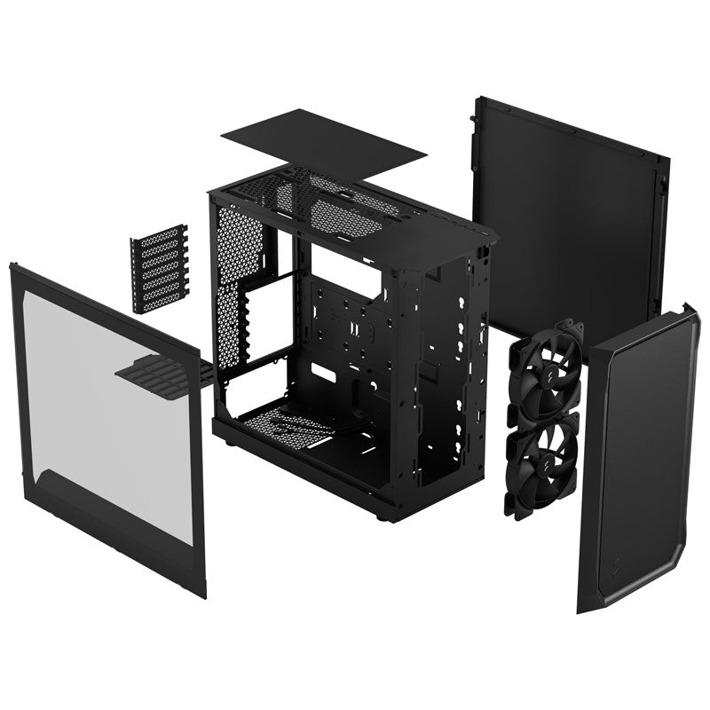 Fractal Design Focus 2 ATX Boîtier Moyen Tour Noir Panneau Latéral en Verre Trempé USB 3.2 Gen 1 Type-A