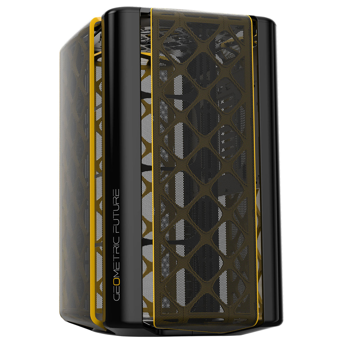 Geometric Future Model 2 The ARK Micro ATX Mini Tower Black / Gold Mesh Side Panel, USB 3.2 Gen 1 Type-C Front Panel, 280 x 330 x 440 mm