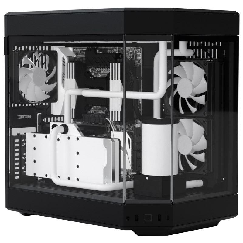 HYTE Y60 Modern Aesthetic Dual Chamber Panoramic Tempered Glass Mid-Tower ATX Computer Gaming Case with PCIe 4.0 Riser Cable Included, Black
