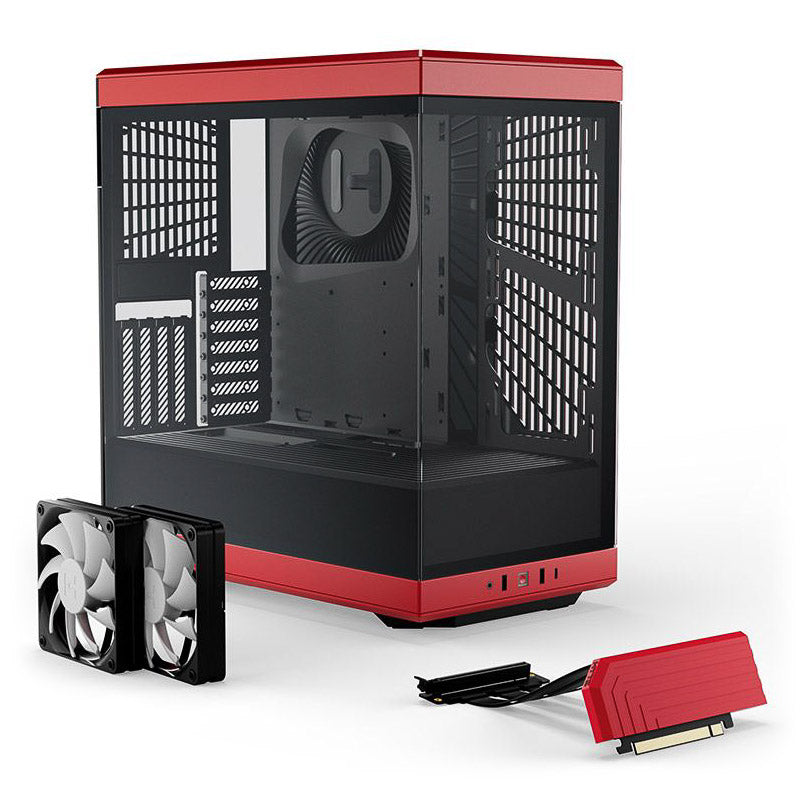 HYTE Y40 Boîtier Moyen Tour ATX Rouge / Noir avec Panneau Latéral en Verre Trempé et USB 3.2 Gen 2 Type-C, USB 3.2 Gen 1 Type-A