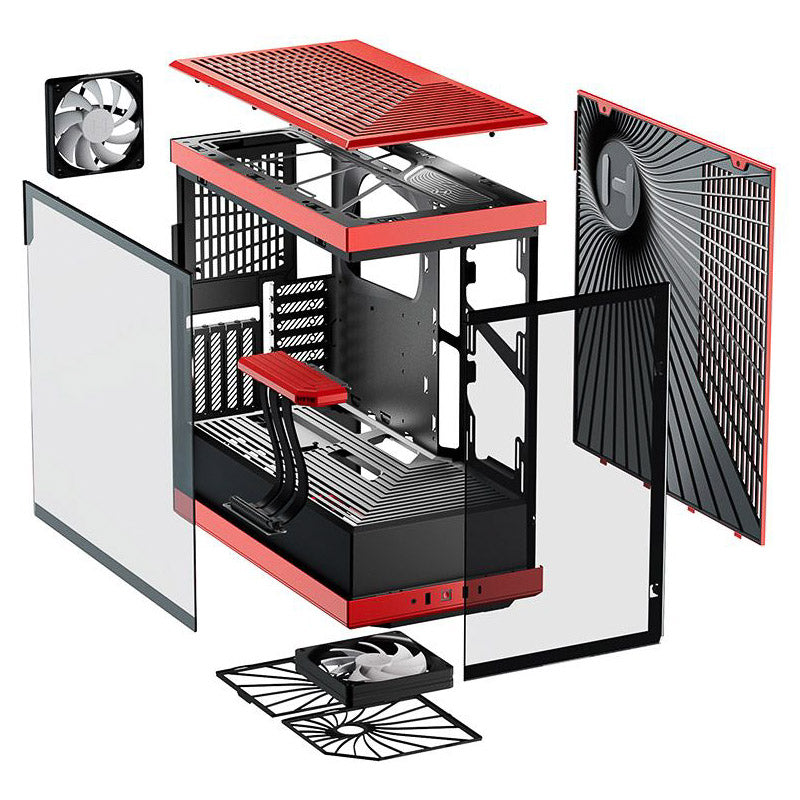 HYTE Y40 Boîtier Moyen Tour ATX Rouge / Noir avec Panneau Latéral en Verre Trempé et USB 3.2 Gen 2 Type-C, USB 3.2 Gen 1 Type-A