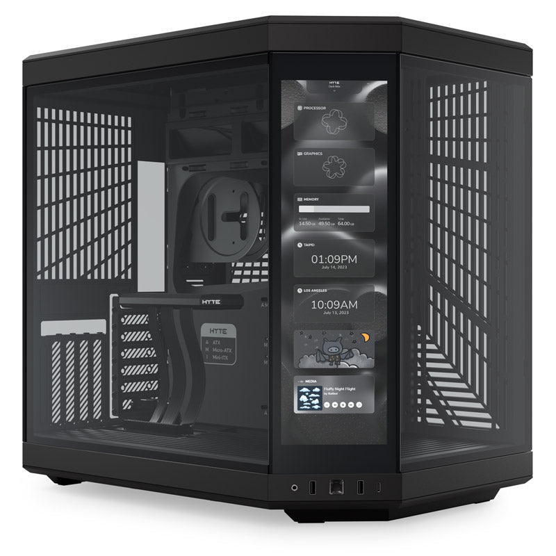 HYTE Y70 Touch ATX Mid Tower Black Tempered Glass Side Panel, USB 3.2 Gen 2 Type-C, USB 3.2 Gen 1 Type-A