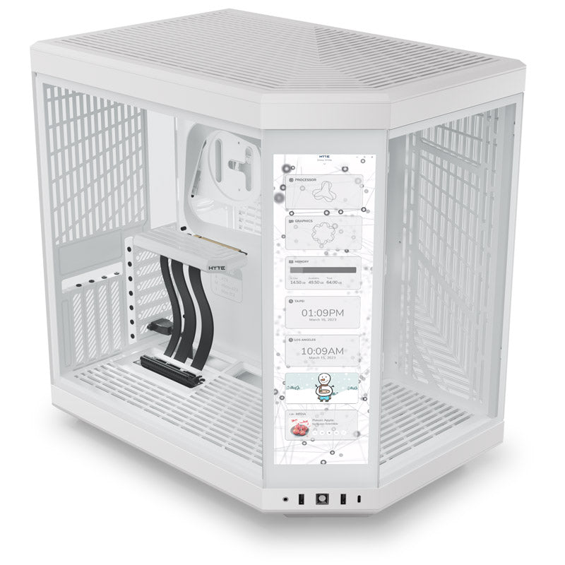 HYTE Y70 Touch ATX Mid Tower White with Tempered Glass Side Panel and USB 3.2 Gen 2 Type-C, USB 3.2 Gen 1 Type-A