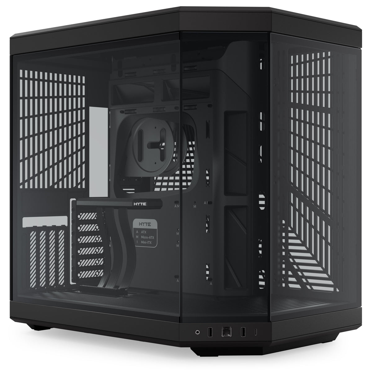 HYTE Y70 ATX Mid Tower Pitch Black with Tempered Glass Side Panel and USB 3.2 Gen 2 Type-C, USB 3.2 Gen 1 Type-A