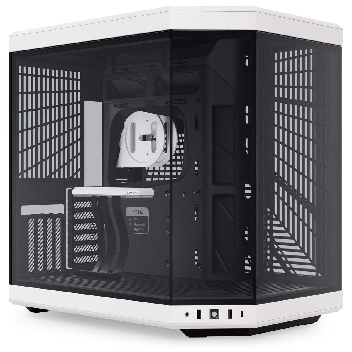 HYTE Y70 ATX Mid Tower White Panda / Black Tempered Glass Side Panel, USB 3.2 Gen 2 Type-C, USB 3.2 Gen 1 Type-A