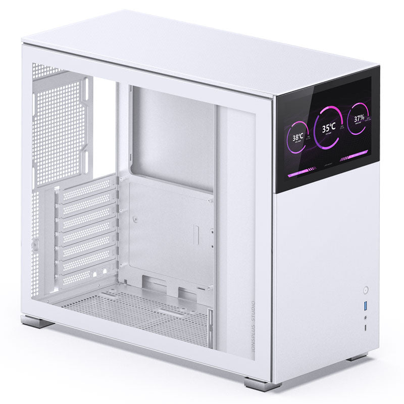 Jonsbo D41 Screen ATX Gehäuse, Tempered Glass - weiß
