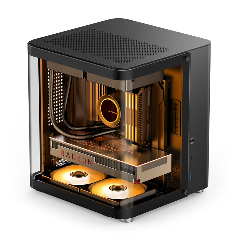 Jonsbo TK-1 Micro ATX Mini Tower Black with Tempered Glass Side Panel and USB 3.2 Gen 2 Type-C, USB 3.2 Gen 1 Type-A