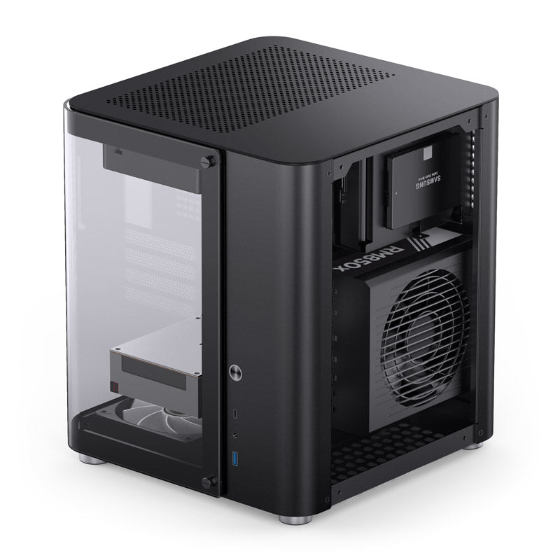 Jonsbo TK-1 Micro ATX Mini Tower Black with Tempered Glass Side Panel and USB 3.2 Gen 2 Type-C, USB 3.2 Gen 1 Type-A