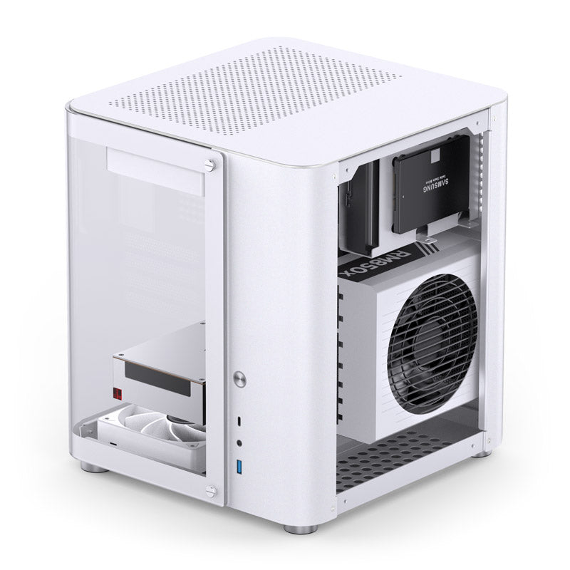 Jonsbo TK-1 Micro ATX Mini Tower White with Tempered Glass Side Panel and USB 3.2 Gen 2 Type-C, USB 3.2 Gen 1 Type-A Front Panel