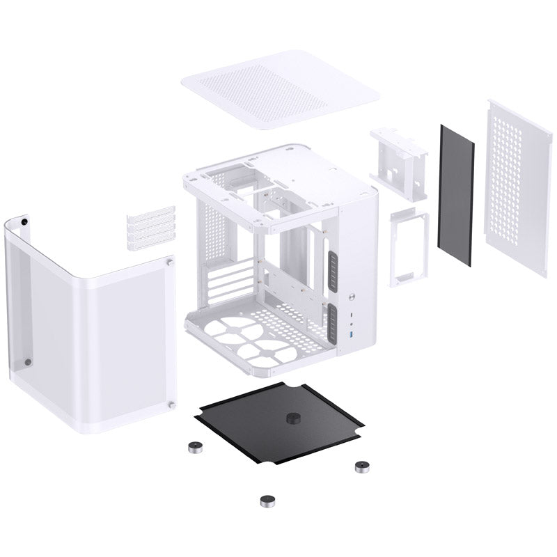 Jonsbo TK-1 Micro ATX Mini Tower White with Tempered Glass Side Panel and USB 3.2 Gen 2 Type-C, USB 3.2 Gen 1 Type-A Front Panel