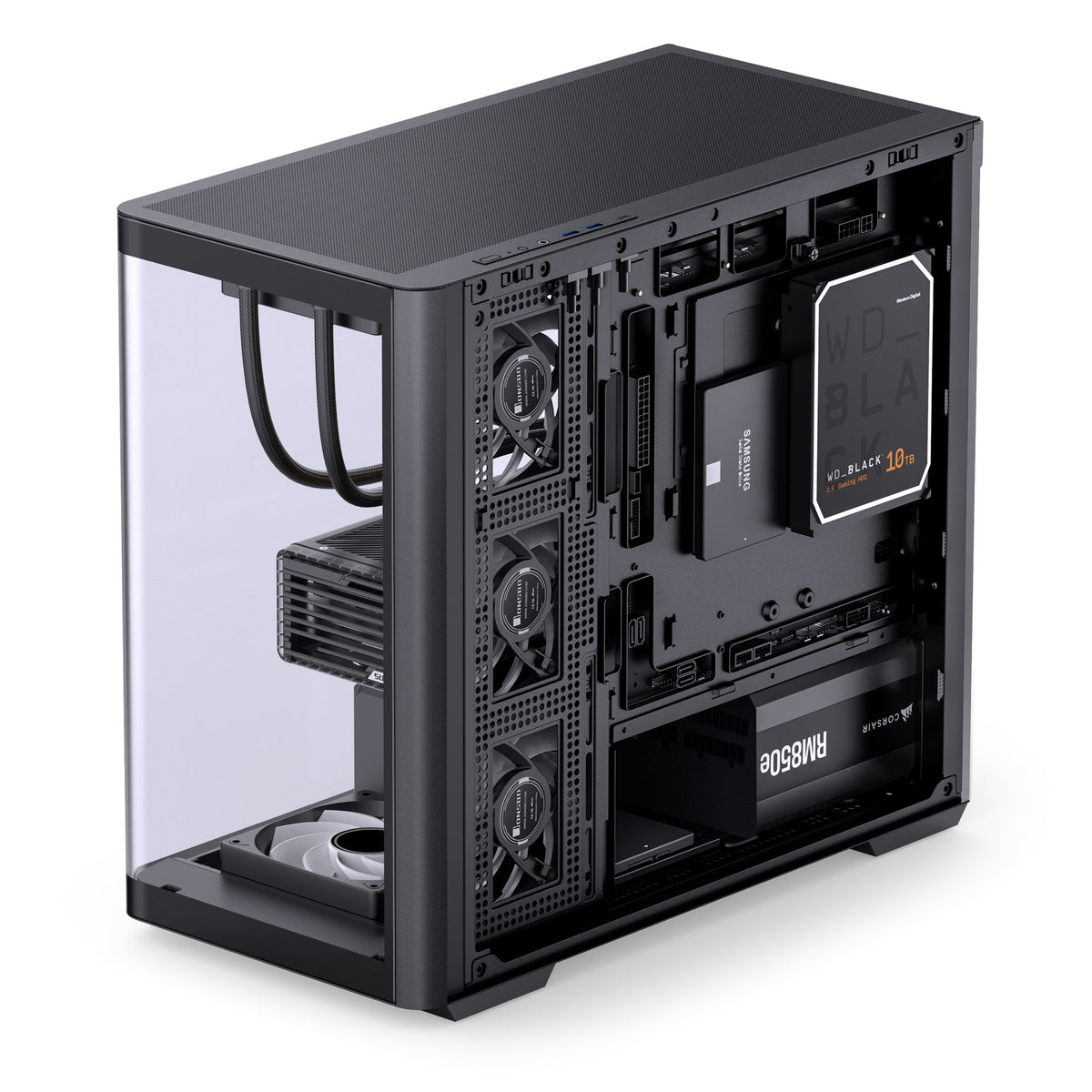 Jonsbo D300 Micro ATX Moyenne Tour Noir Panneau Latéral en Verre Trempé USB 3.2 Gen 2 Type-C USB 3.2 Gen 1 Type-A