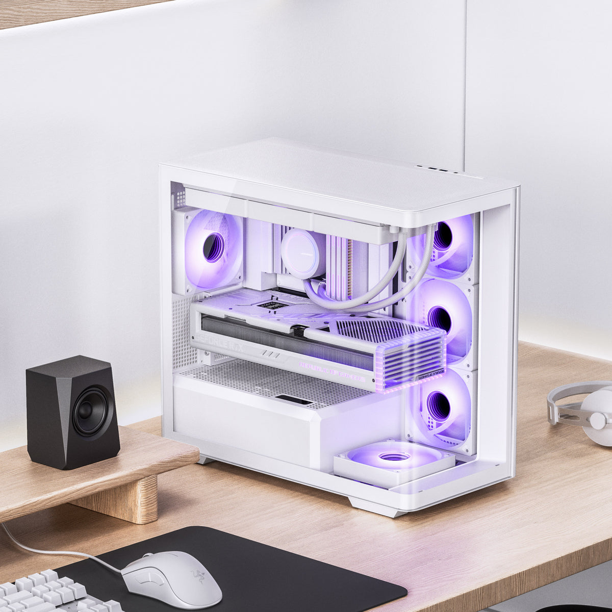 Jonsbo D300 Micro ATX Mid Tower White with Tempered Glass Side Panel and USB 3.2 Gen 2 Type-C, USB 3.2 Gen 1 Type-A