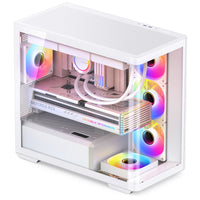 Jonsbo D300 Micro ATX Mid Tower White with Tempered Glass Side Panel and USB 3.2 Gen 2 Type-C, USB 3.2 Gen 1 Type-A