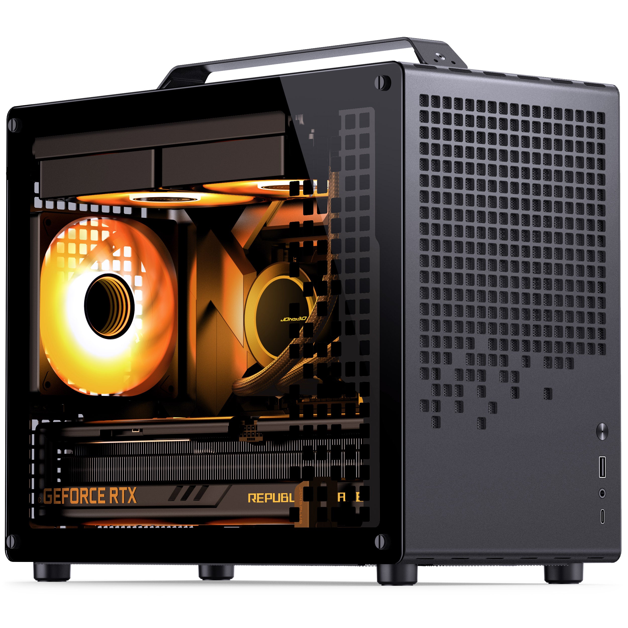 Jonsplus Z20 Micro-ATX Gehäuse, mit Tragegriff - schwarz