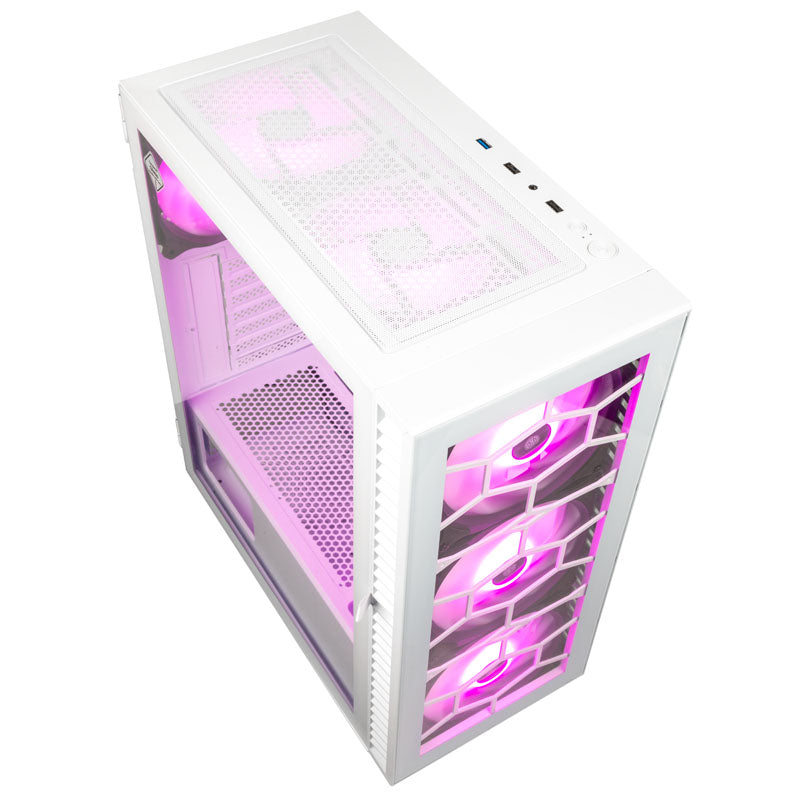 KOLINK Observatory HF ATX Mid Tower Blanc Verre Trempé ARGB