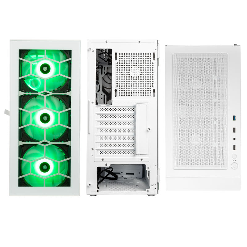KOLINK Observatory HF ATX Mid Tower Blanc Verre Trempé ARGB