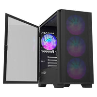 Montech AIR 100 ARGB MicroATX Mid Tower Noir Panneau latéral en verre trempé