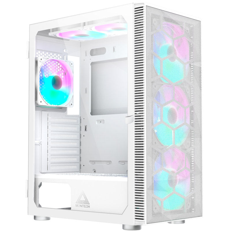 Montech X3 Mesh ATX Mid Tower White Tempered Glass Side Panel