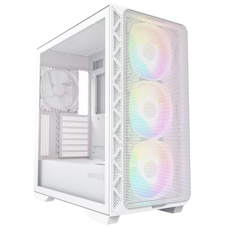 Boîtier PC Montech AIR 903 MAX ATX Moyen Tour Blanc avec Panneau Latéral en Verre Trempé