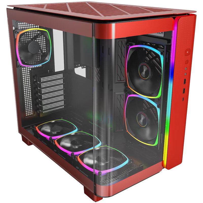 Montech KING 95 PRO ATX Mid Tower Red / Black Tempered Glass Side Panel with USB 3.2 Gen 2 Type-C and USB 3.2 Gen 1 Type-A