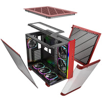 Montech KING 95 PRO ATX Mid Tower Red / Black Tempered Glass Side Panel with USB 3.2 Gen 2 Type-C and USB 3.2 Gen 1 Type-A