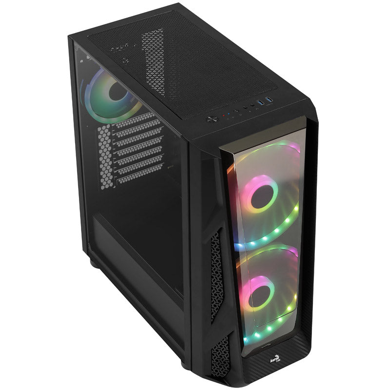 Aerocool NightHawk Duo Midi-Tower, Tempered Glass - schwarz