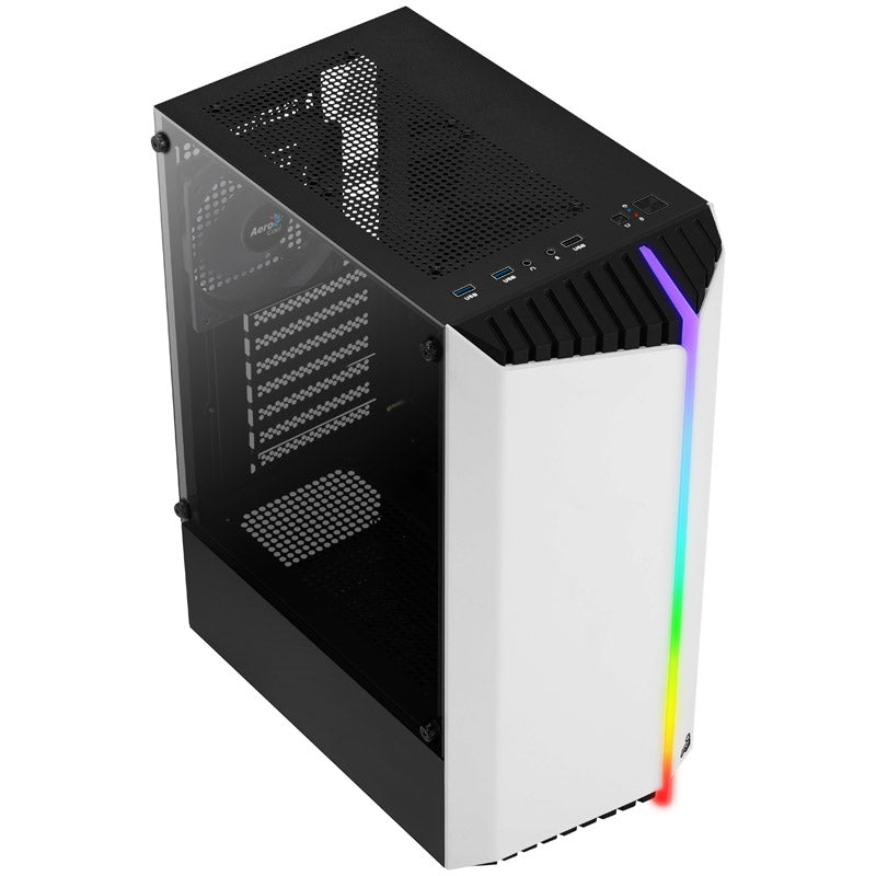 Aerocool Bionic v1 Midi-Tower, RGB, Tempered Glass - schwarz/weiß