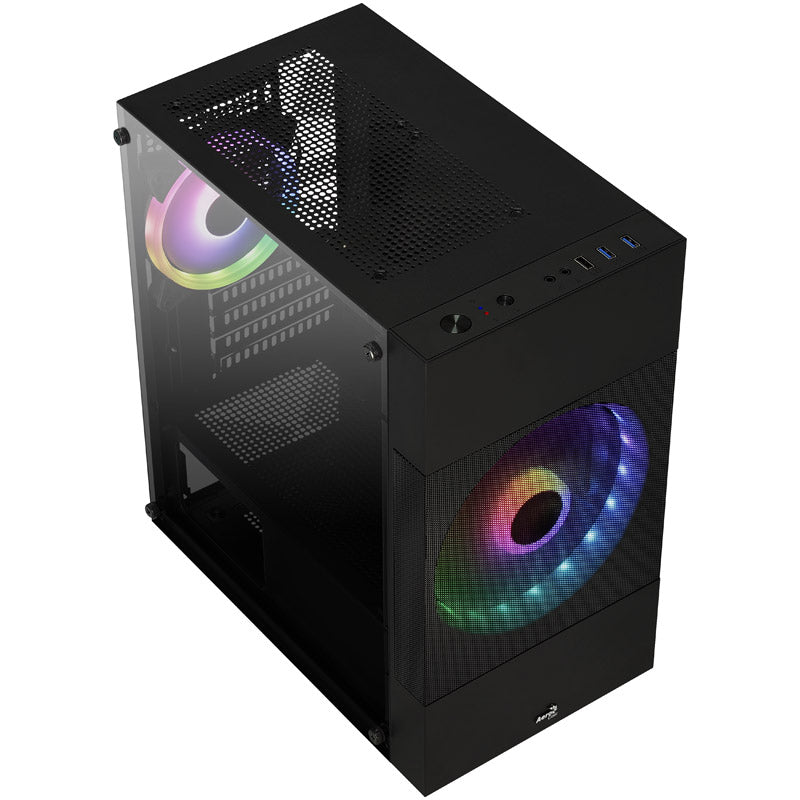 Aerocool Atomic Lite v2 Micro-ATX Gehäuse, RGB, Tempered Glass - schwarz