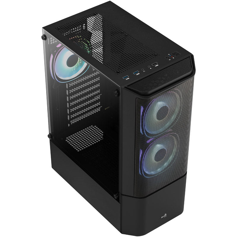 Aerocool Quantum Mesh v3 Midi-Tower, RGB, Tempered Glass - schwarz