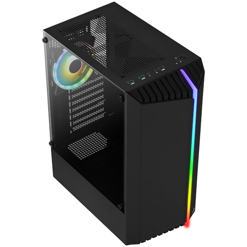 Aerocool Bionic v2 Midi-Tower, RGB, Tempered Glass - schwarz