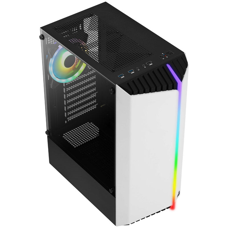 Aerocool Bionic v2 Midi-Tower, RGB, Tempered Glass - schwarz/weiß