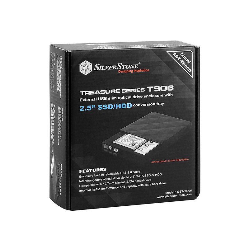 SilverStone TS06, 2,5 Zoll in Slim ODD Slot/External ODD Case - schwarz