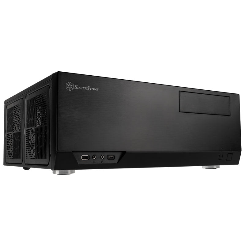 Silverstone GD09 HTPC, panneau latéral en maille noire avec USB 3.2 Gen 2 Type-C, USB 3.2 Gen 1 Type-A