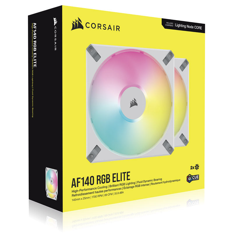 Corsair iCUE AF140 RGB ELITE 140mm White RGB PWM 2-Pack