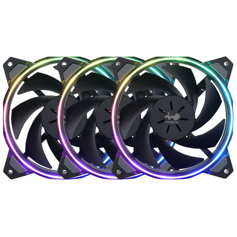 InWin Sirius Loop RGB PWM Lüfter 3er Pack inkl. RGB-Controller - 120 mm, schwarz