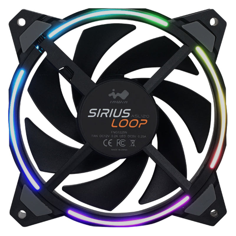 InWin Sirius Loop RGB PWM Lüfter 3er Pack inkl. RGB-Controller - 120 mm, schwarz