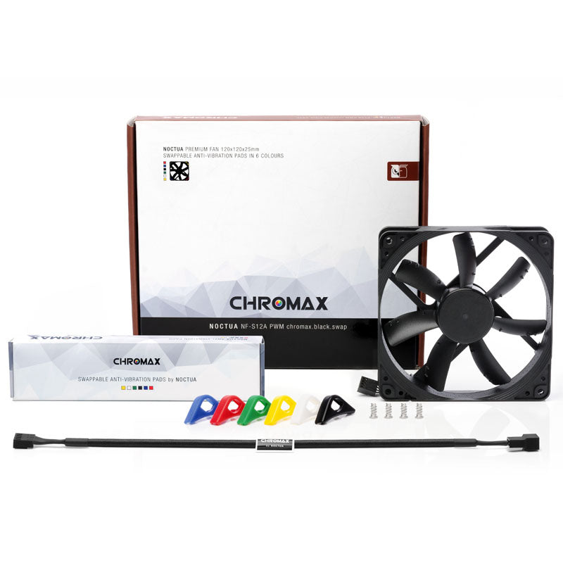 Noctua S12A PWM chromax.black.swap 63.27 CFM 120 mm Fan